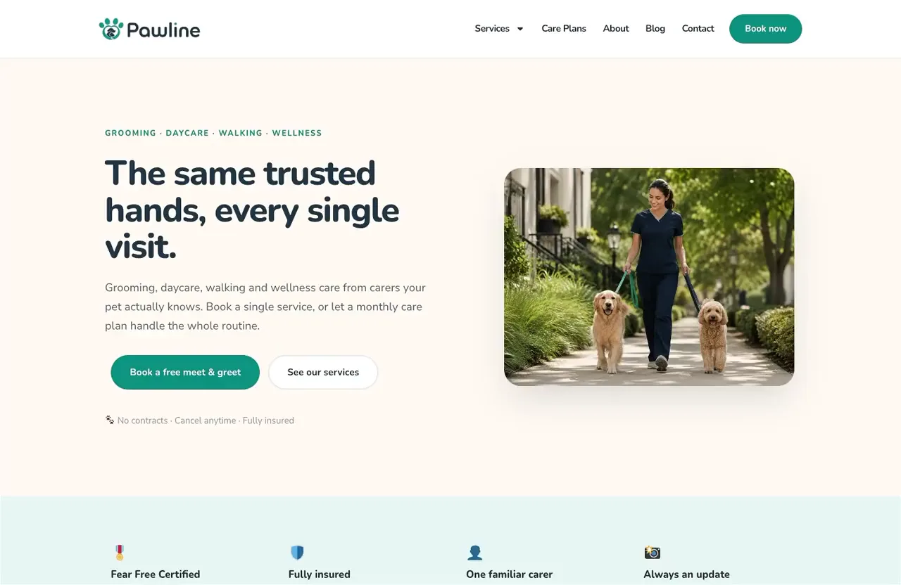 The Pawline site built with Novamira